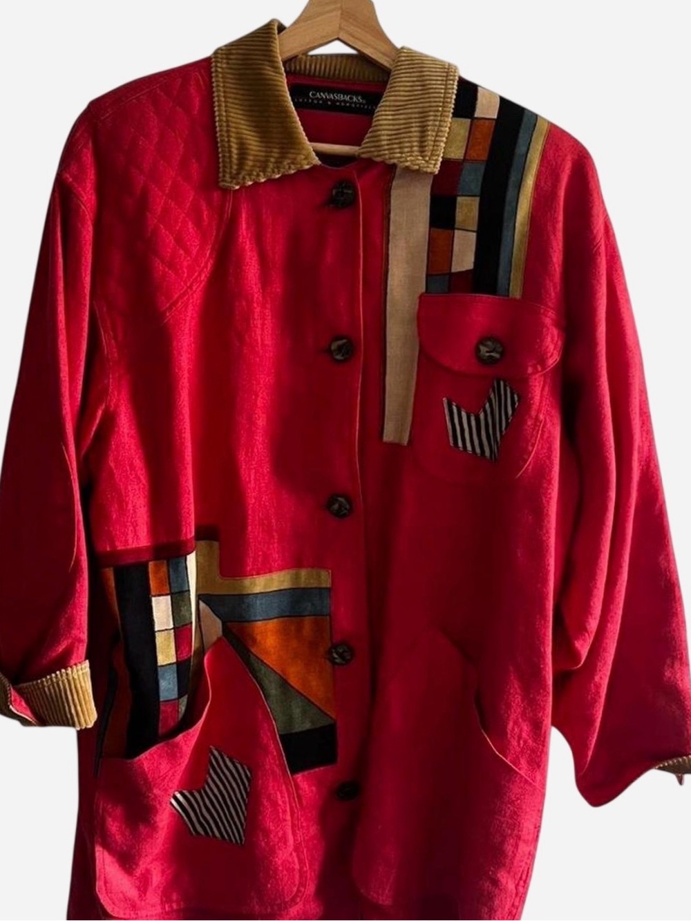Vintage Pink Patchwork Linen/Cotton Blend Chore Coat Jacket